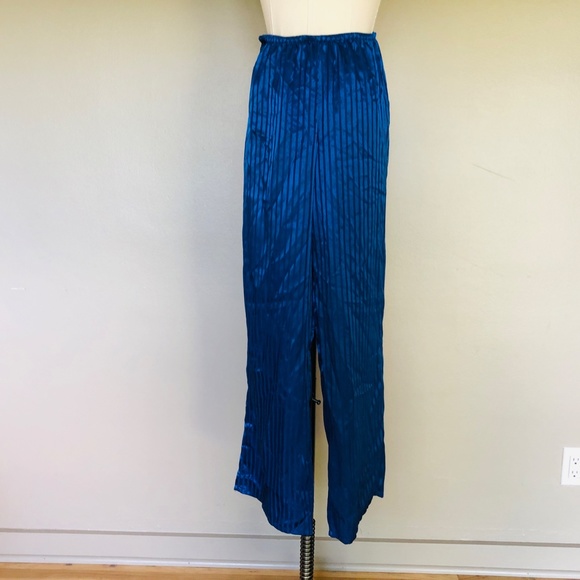 Blue Stripe Satin Sleep Pants Medium - Picture 4 of 7